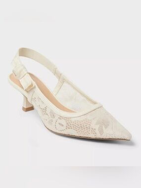 ❣️a new day Cream Lace Pointed Slingback Heels❣️BRAND NEW❣️size 8.5